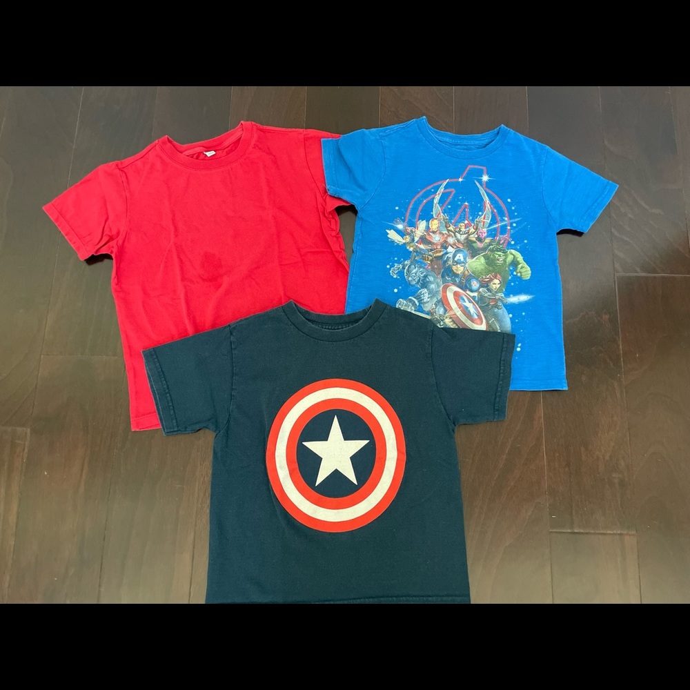 Set of 3 tees, Captain America themed, size 4-7